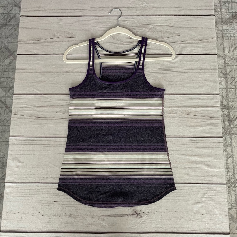 Lululemon Athletica Purple and White Striped Tank Top